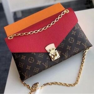 Canvas monogram and calfskin Pallas Chain inspired shoulder bag Women's Bag.